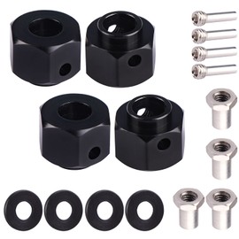 AIMROCK Aluminum 12mm Hex Extended Wheel Hubs 8mm Offset Spacers for 1/10 TRX4 TRX6 RC Crawler Truck (Black, 8mm)