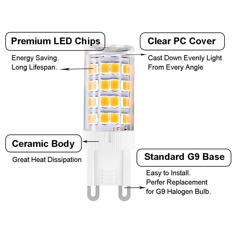 Yosenmi G9 LED Light Bulbs, 5W(40W Halogen Equivalent), 100V-240V, 430LM,