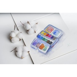 ZenART 100% Cotton Watercolour Paper 140 lb - 12x12 (30.5 x 30.5 cm) 20 Sheet Cold Press Acid-Free Square Pad Professional Quality 2-Side Bound for Watercolor, Gouache, Ink, Acrylic, Mixed Media