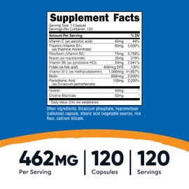 Nutricost High Potency Vitamin B Complex 462mg, 120 Capsules - with Vitamin C - Energy Complex
