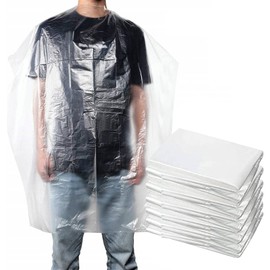 100 Pcs Disposable Capes,51x35 inch Transparent Waterproof Shampoo Barber Hair Cutting Perming Dying Apron Shawl for Barbershop Home Salon Hairdressing