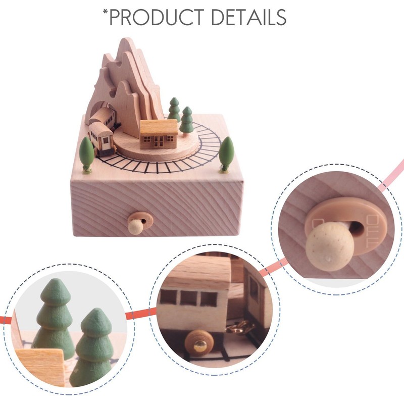Giilayky Wooden Musical Box Featuring Mountain Tunnel With Small Moving
