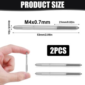 2Pcs M4 x 0.7mm Metric Machine Tap,H2 High Speed Steel 3 Straight Flutes Threading Metal Tool Screw Tapping Drill Bits Hand Thread Tap Set for Threading Holes Machinist DIY Repair Tool