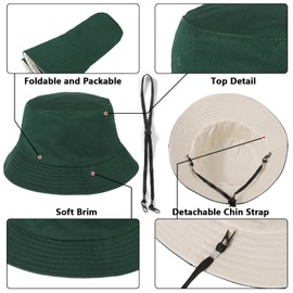 TAGVO Fishing Hat Double-Sided Wear Women's Large Bucket Hat XXL Sun Hat Outdoor Unisex 100% Cotton Foldable Summer Hat Bucket Hat for Head 60-66, Army Green-Beige