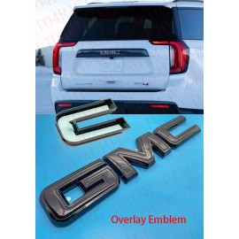 Auto OVERLAY Rear Gloss Black Emblem Overlay Fit 2021-2022 GMC Yukon Yukon XL