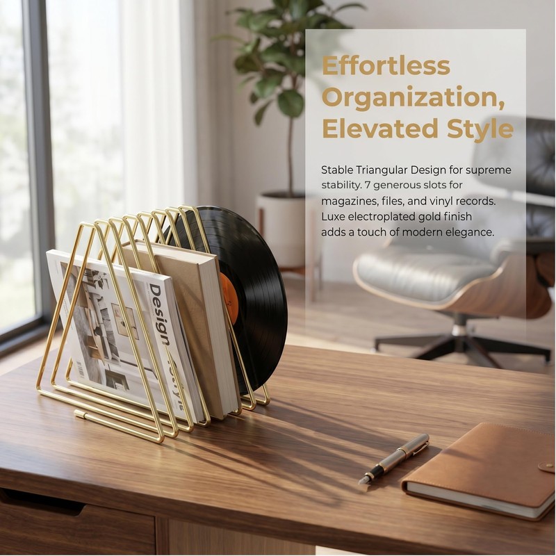 ZYFOFFICE Gold Expandable Bookends, 7-Section, 2"-15.7"