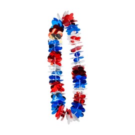 Wicked Costumes King's Coronation G.B Red White & Blue Hawaiian Leii Garland Accessories (Hawaiian Metallic Lei)