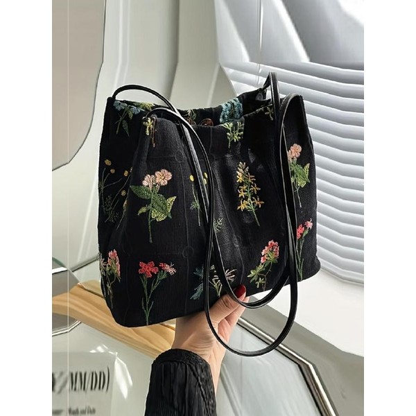 Women's Elegant Floral Fabric Shoulder Bag, Summer Trendy Large Capacity