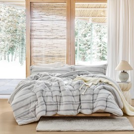 Coma Inducer Cozzzzzzzzzzzzzzzzy Oversized Queen Comforter Set - Glacier Gray Stripe