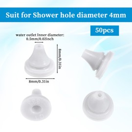 50 Pcs Shower Head Nozzles Replacement Silicone Shower Head Replace Parts Universal Showerhead Spray Hole Washer Round Tips Sprinkler Spout Water Outlet for Hole Diameter 0.16inch