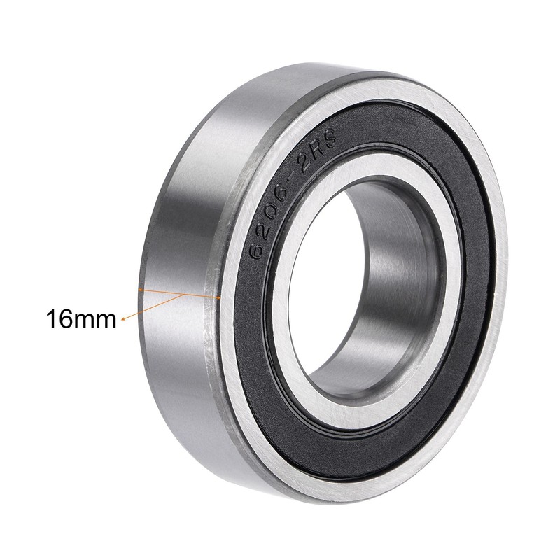 sourcing map 6206-2RS Deep Groove Ball Bearings 30mm Bore 62mm