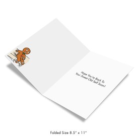 NobleWorks - Big Funny Get Well Soon Card (8.5 x 11 Inch) - Cartoon Humor, Feel Better Greeting - Sore Gingerbread Man J2609GWG
