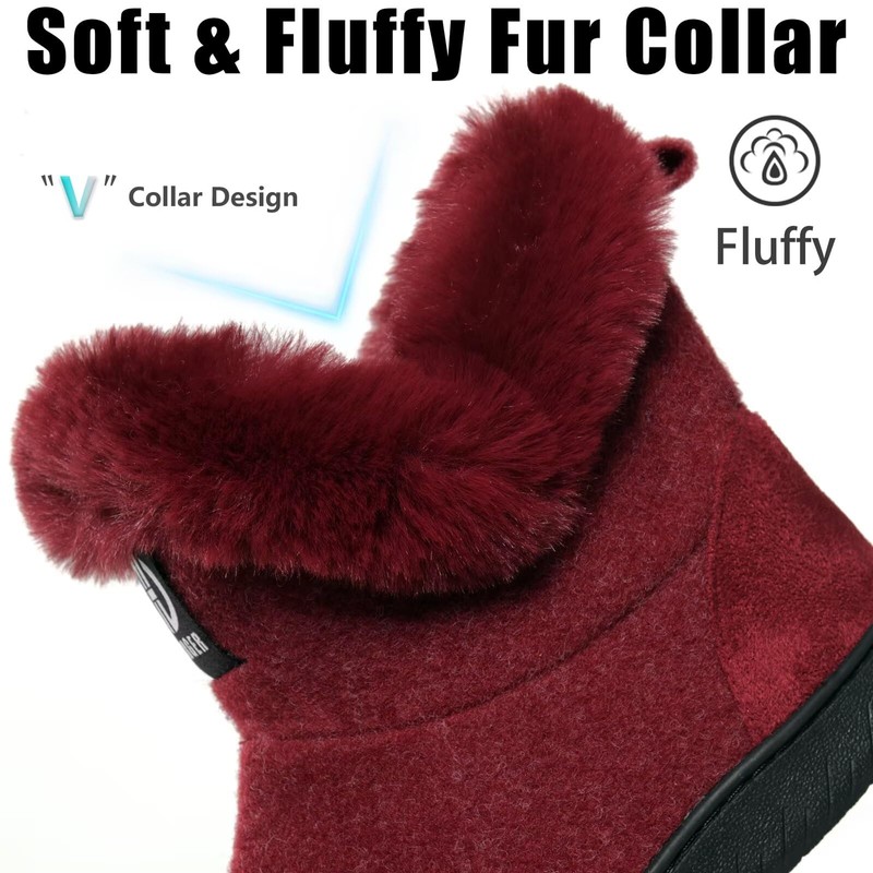 GURGER Felt House Boots Women's Plush Lined High Slippers Size