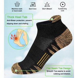 Heyoboy Womens Ankle Anti-blister Thick Cushioned Wicking Odor Resist Athletic Running Socks, Size 9-11, Black 5 Pairs