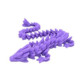 Purple 26 in. Gemstone Dragon 3D Printed Articulated Fidget Toy - Flexible & Fun Desk Decor Figurine - Sensory Toy & Stress Relief for Home, Work, School, Classroom, Office & Gifts