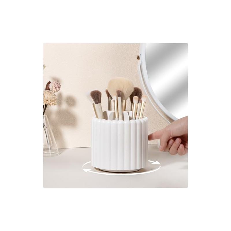 Anyoifax 360 Degree Rotating Makeup Brush Holder 7 Compartments Makeup