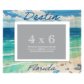 R and R Imports Destin Florida Ocean Days Design Souvenir Wooden Photo Frame Matted 4 x 6 Inch Single