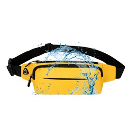 Men's Women's Waterproof Waist Bag with 4 Pockets, Water Resistant and Breathable, with Hole for Headphones, Ideal for Hiking and Outdoor Sports (Yellow), lemon tree