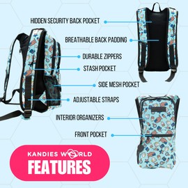 Kandies World Reflective Festival Hydration Pack - 2L Water Bladder for Raves, Hiking, Biking, Running, and More (Multi-Pocket Design) (USA)