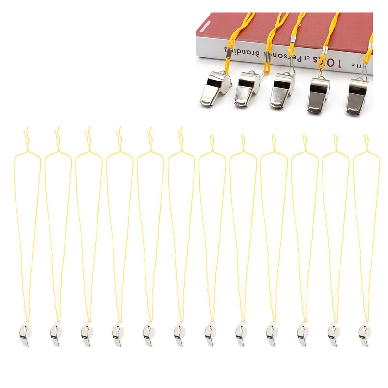 24pcs Stainless Steel Sports Whistles with Lanyard Loud Crisp Sound