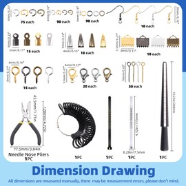 GLARKS 950Pcs Jewelry Making Supplies Kit with Jewelry Making Tools, Jewelry Pliers, Beading Wires, Jewelry Findings and Measuring Tools for DIY Earring Necklace Craft Jewelry Repair (1465pcs)