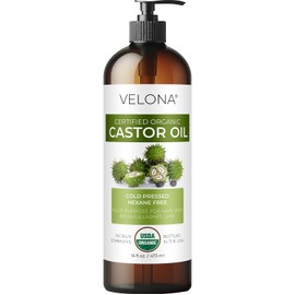 velona Aceite de ricino orgánico certificado USDA de Velona, 16 onzas (con bomba), para el crecimiento del cabello, pestañas y cejas, prensado en frío, aceite natural, grado USP, sin hexano, suero para crecimiento de pestañas, ruedas