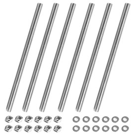 LWCUSNJ 6pcs Fully Threaded Rod, 304 Stainless Steel Right Hand Threads Rods, with Nuts and Flat Washer,for Clamps, Hangers and U-Bolts (M6 x 100mm)