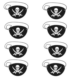 TUKNN Pack of 8 Pirate Eye Patches, Pirate Eye Patches, Eye Patches, Pirate Party, Pirate Accessories, Pirate Decoration Children's Birthday Party
