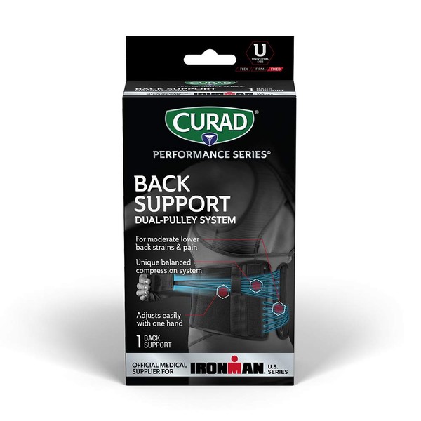 Curad Performance Series Ironman Back Support with Dual-Pulley System, Universal Size, 1 Count