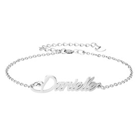 HUAN XUN Dainty Initial Danielle Bracelet Best Jewelry Gifts for Womens in Silver