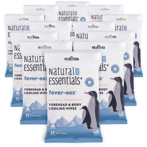 Natural Essentials Fever-eez Baby Fever Relief for Kids, Soothing Forehead & Body Wipes for Babies, Provide Immediate Cooling Sensation during Fevers, High Body Temperatures and Hot Flashes