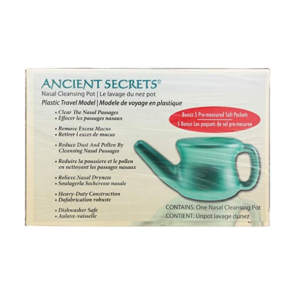 Ancient Secrets Nasal Cleansing Pot, Plastic Travel Model, Box