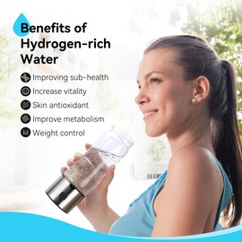 Hydrogen Water Bottle, Hydrogen Water Generator with Advanced SPE PEM Technology, 420ml Large Capacity, Portable Rechargeable Hydrogen Water Bottle Generator for Home Travel Office Exercise