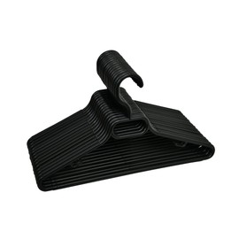 FenixDepot Children Plastic Hangers Set of 15, Suitable for Kids Clothes Non-Slip, Space Saving - Set of 15 (Black)