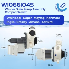 OEM W10661045 W10614033 W10215134 Washer Drain Pump Compatible with Whirlpool Amana Crosley Maytag Inglis Kenmore Admiral Washer, Replacement Part WPW10661045 3554974 AP6023670 PS11757016 EAP11757016