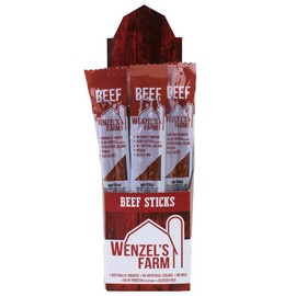 Wenzel’s Farm Beef Sticks │Snack Sticks │ Flavorful, Naturally Smoked │ High Protein, Low Carb │ No MSG, Fillers, Binders, Artificial Colors │ Gluten Free | 32 sticks (16 packs of 2)