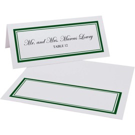 Double Line Border Place Cards, Hunter Green (Choose Color), Set of 25, Pre-cut and Scored - Wedding, Party, Dinner, and Special Events - Made in the USA