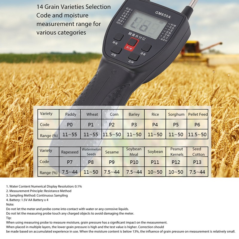 Grain Moisture Meter Multi Variety Grain Humidity Tester with Voice