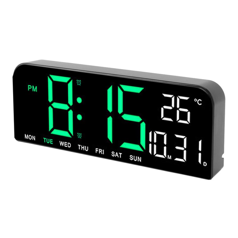 Digital Alarm Clock Large LED Display Desk Wall Clock with