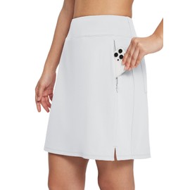 baleaf Women's 20" Golf Skirts Knee Length Skorts Athletic Modest Long Acitive Casual Pockets UV Protection, 04-white, X-Large