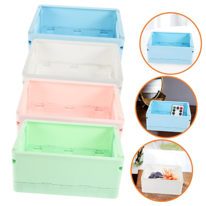 LABRIMP 4pcs Decorative Storage Baskets for Organizing Small Folding Crates
