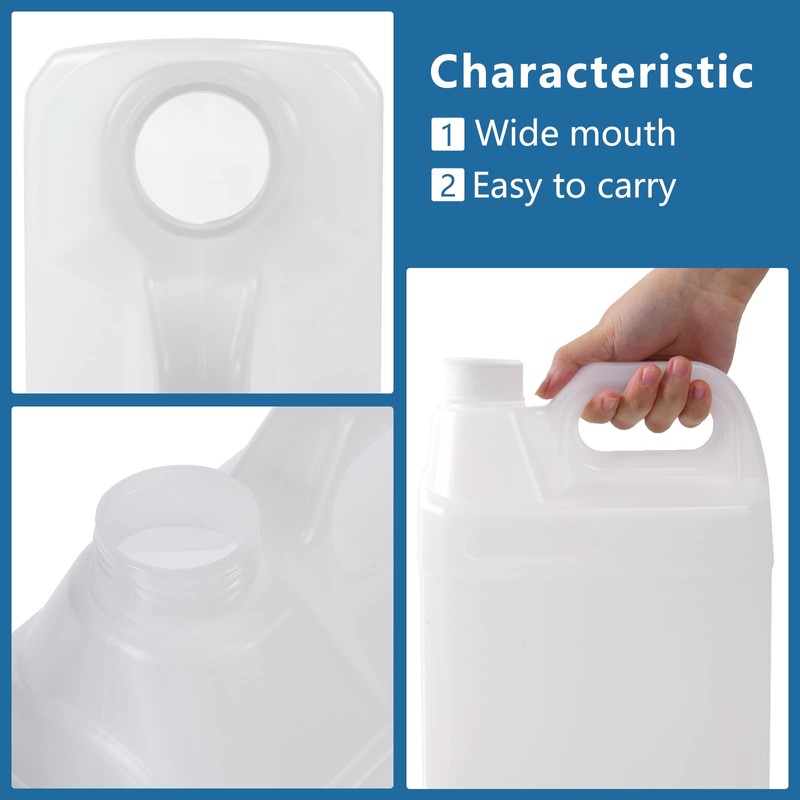 BPFY 2 Pack 1 Gallon Clear Plastic Jugs with Lids,