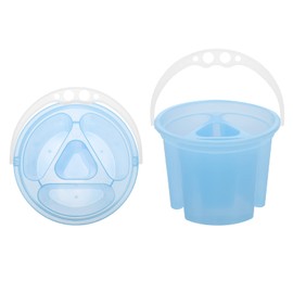 2Pcs Artist Brush Basins Painting Beushes Bucket with Brush Houlder Handle Wash Tanks Painting Water Pots Containers Watercolor Painting Tools Blue