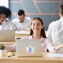 Yoga Decal Sticker Quiet Your Mind Mandala Flower Pastel Colors Lotus Sticker for Car Laptop Vehicle Window Bumper Locker Notebook Waterproof Yoga Decal - 5 Inches