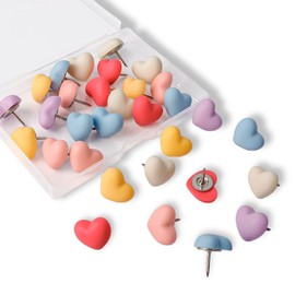 30 Pcs Colorful Heart Push Pins Set Consisting of Five Colored Hearts Used for Cork Board Walls Home Classrooms Office Accessories and Cute Office Desk Accessories
