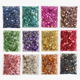 Crushed Stone Sequin Set, 12 Colors, for Resin Crafts, Nail Decoration, Jewelry Making, DIY Holiday Crafts, Individually Packaged