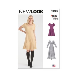 New Look Misses' Pullover Knit Dresses Sewing Pattern Packet, Design Code N6765, Sizes 10-12-14-16-18-20-22, Multicolor