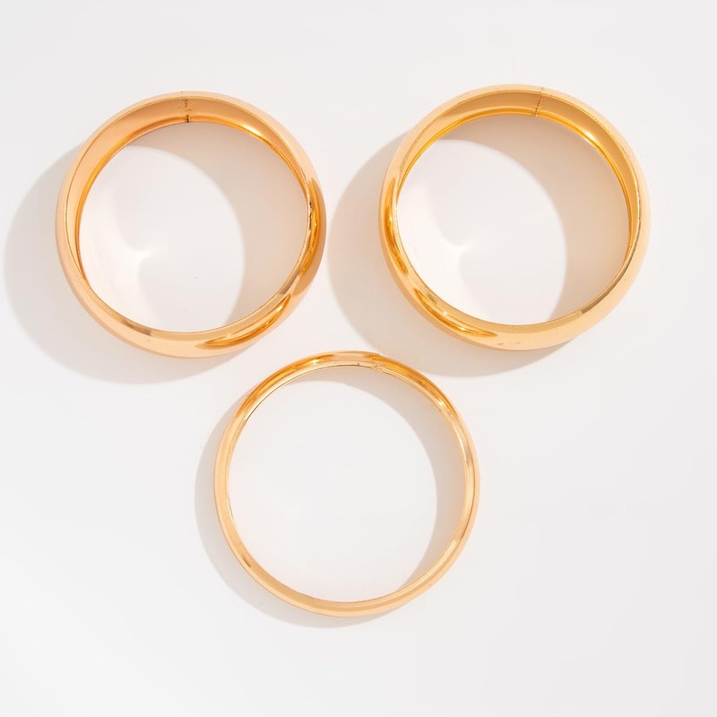 Kenjudess Chunky Gold Bangles Bracelet Set Trendy Silver Wide Cuff