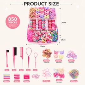 855pcs Hair Accessories, Hair Bands and Clips Set