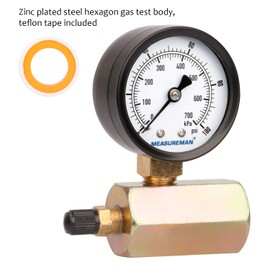 MEASUREMAN 2" Steel Gas Pressure Test Gauge Assembly, 3/4" FNPT Connection, 0-100Psi/kpa, +/-3-2-3% Accuracy